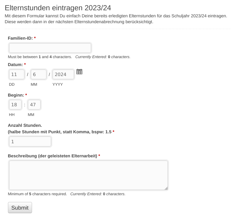 Screenshot Elternstunden-Formular width=